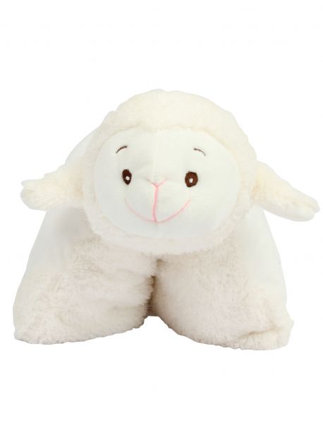 Coussin agneau en peluche.