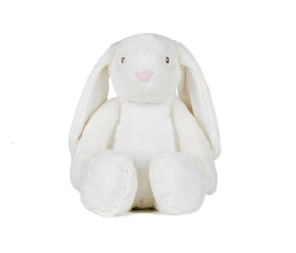 Rabbit soft toy with zipped opening
